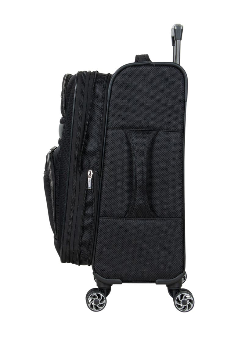 Rugged Roamer Dobby Softside Expandable Spinner Carry-On Luggage, Alternate, color, BLACK