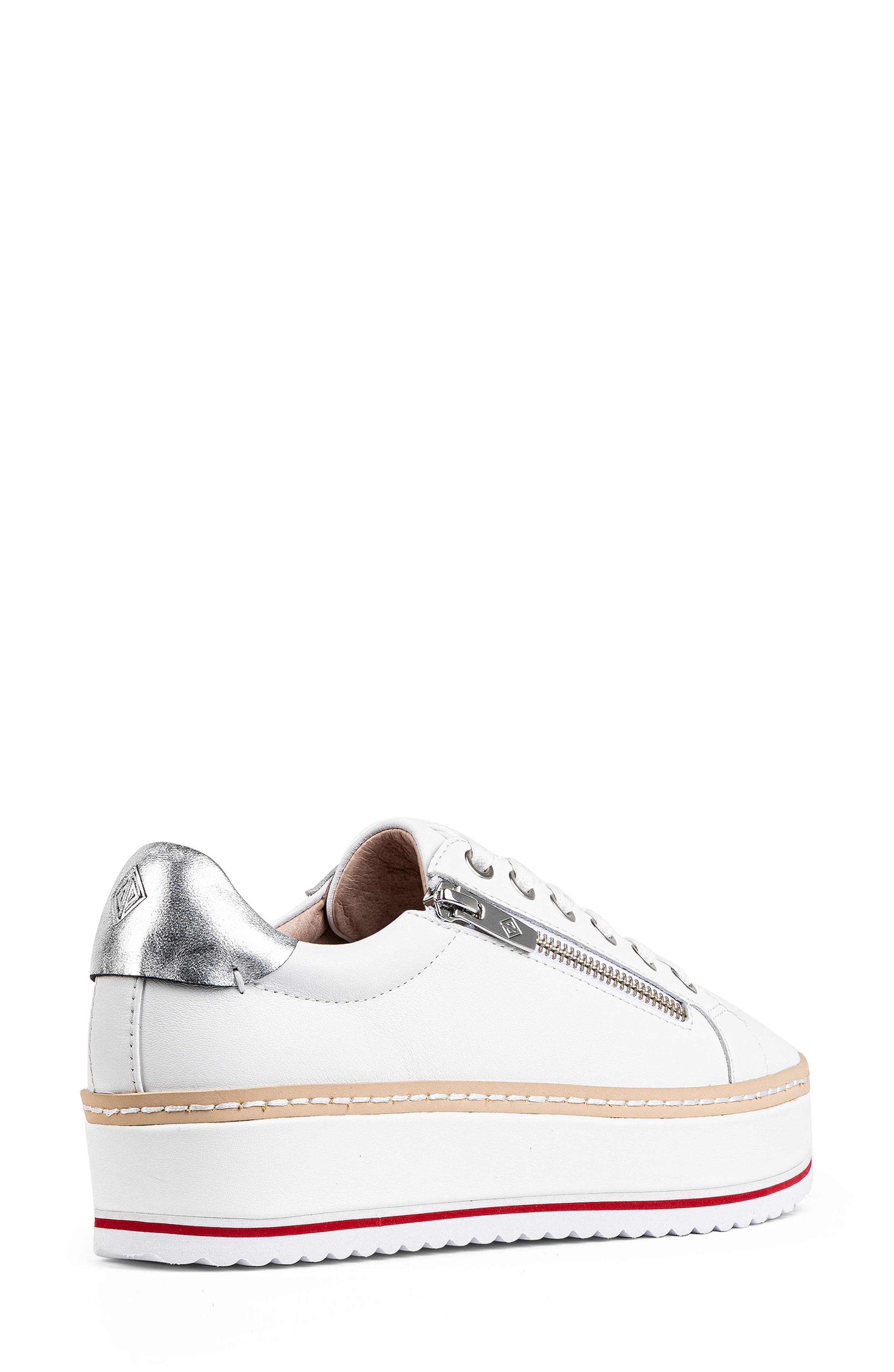 Donald Pliner Side Zip Platform Sneaker, Alternate, color, White