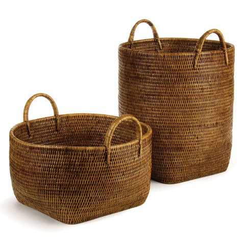 Burma Rattan Orchard Baskets, Set Of 2