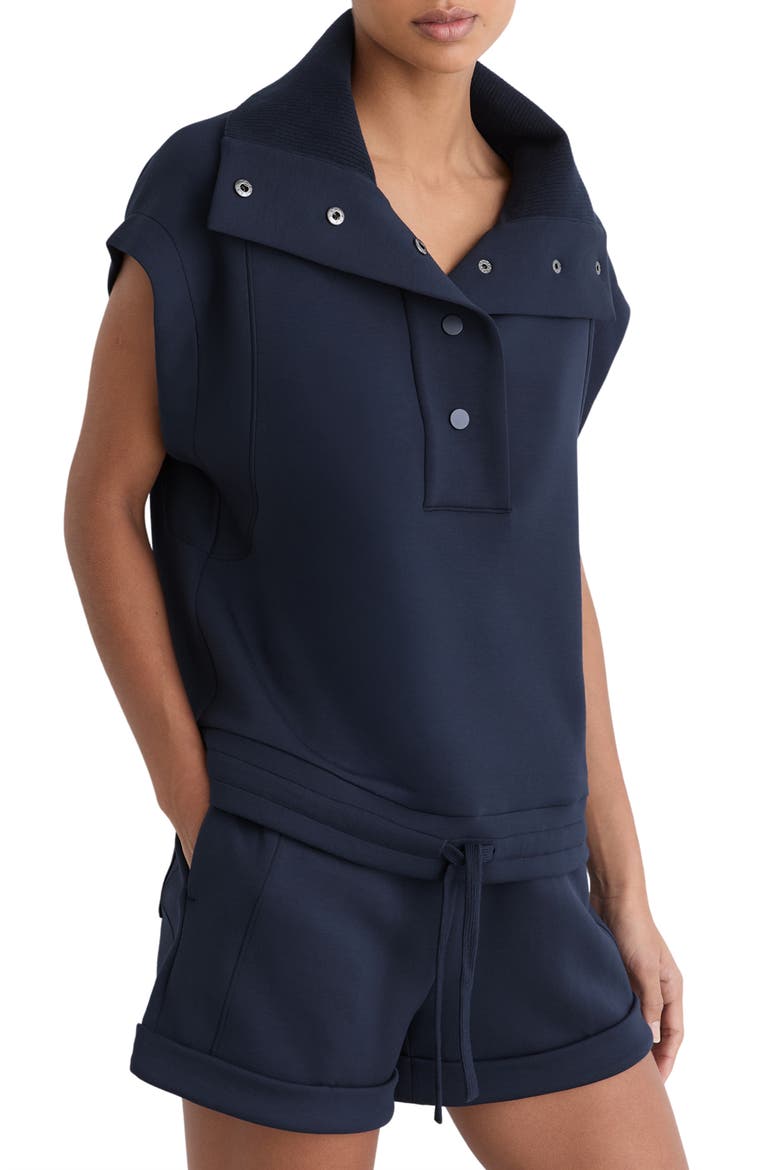 Phoebe Snap Collar Top, Main, color, NAVY
