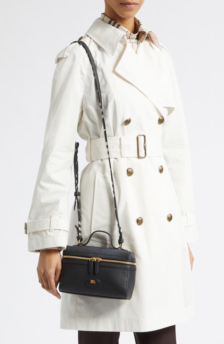 Burberry Bloomsbury Leather Vanity Bag, Alternate, color, Black/ Black Calico