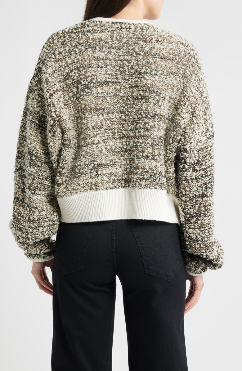 BOSS Flelani Metallic Virgin Wool Blend Open Front Cardigan, Alternate, color, Lurex Slub