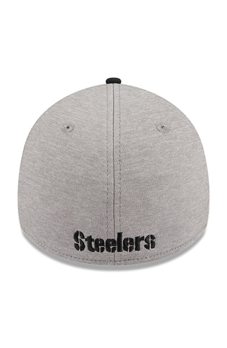 New Era Men's New Era Heather Gray/Black Pittsburgh Steelers Striped 39THIRTY Flex Hat, Alternate, color,