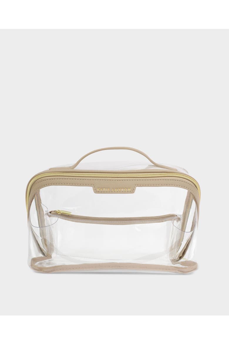 Large Clear Makeup and Toiletry Bag in Light Taupe, Alternate, color, Light Taupe