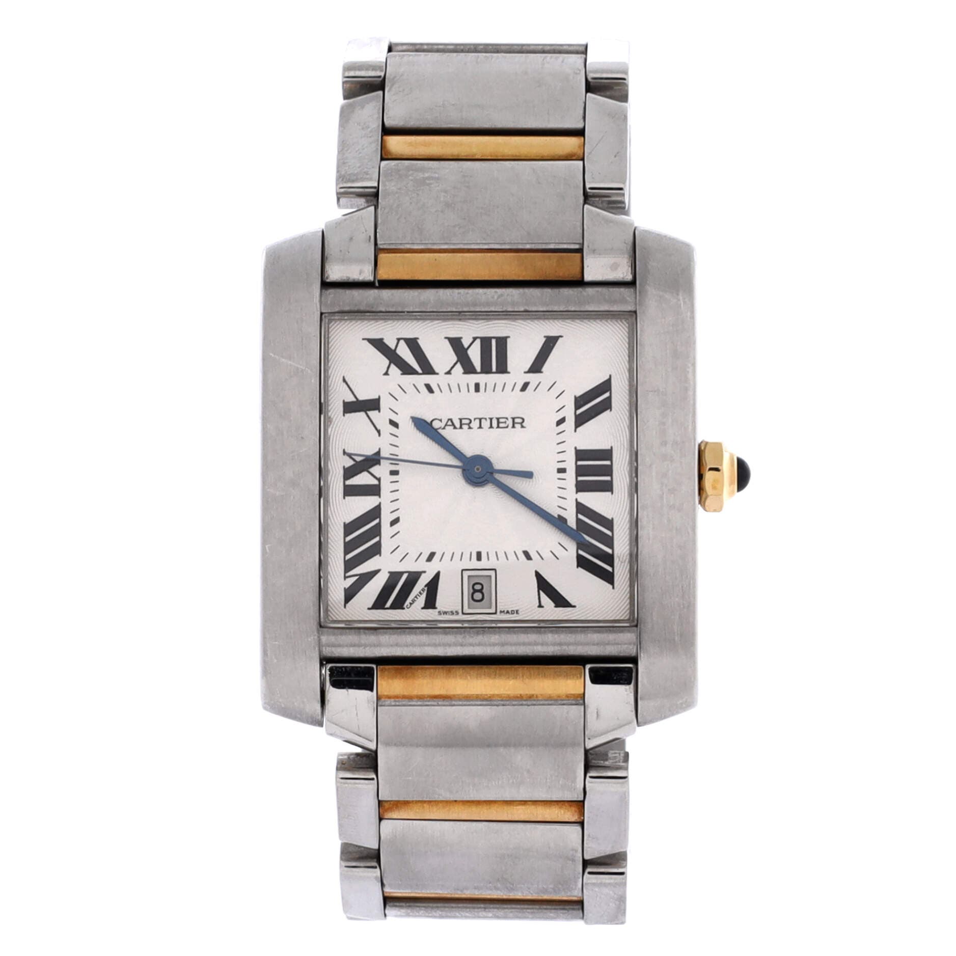 Tank Francaise Automatic Watch Stainless Steel and Yellow Gold 28, Main, color, Metallic Silver