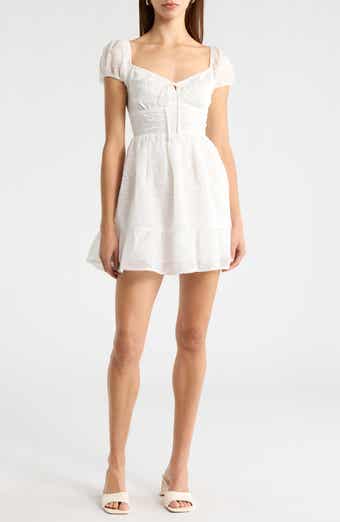 Embroidered Eyelet Ruffle Hem Minidress