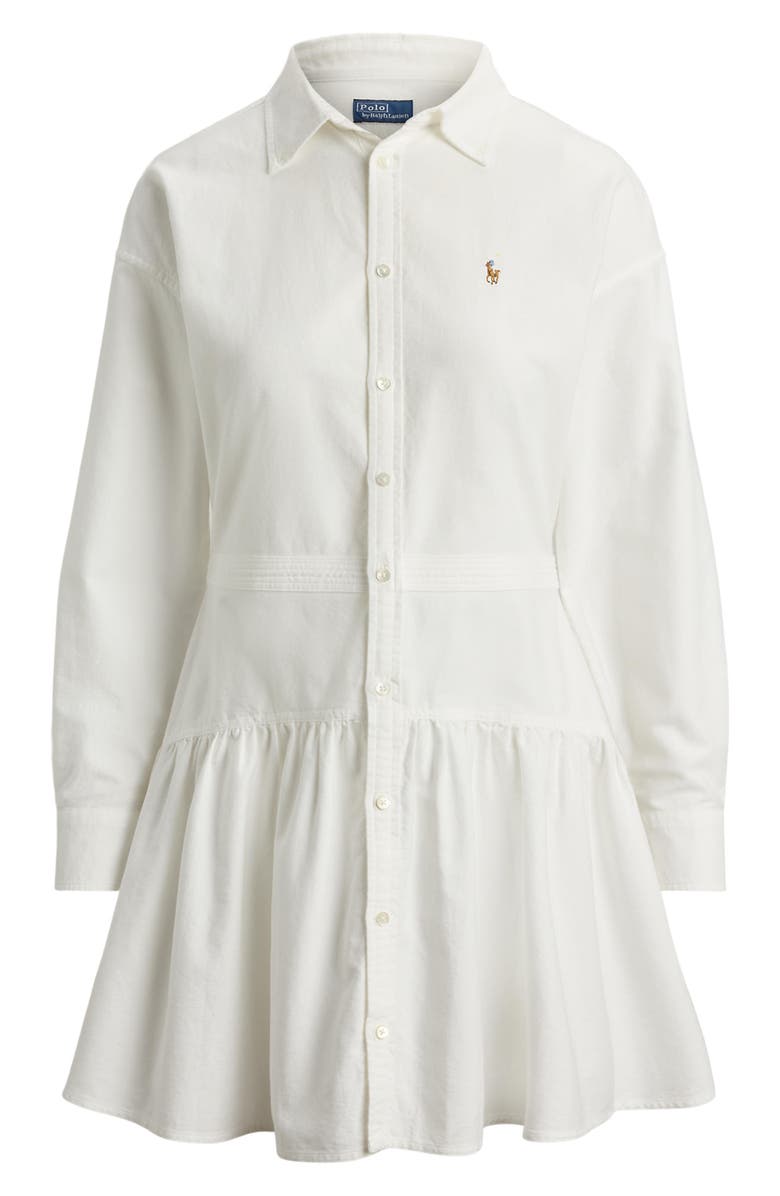 Polo Ralph Lauren Long Sleeve Panel Mini Shirtdress, Alternate, color, Bsr White