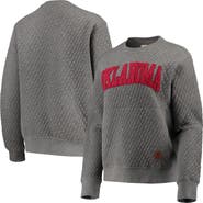 PRESSBOX Women's Pressbox Heather Charcoal Oklahoma Sooners Moose Quilted Pullover Sweatshirt