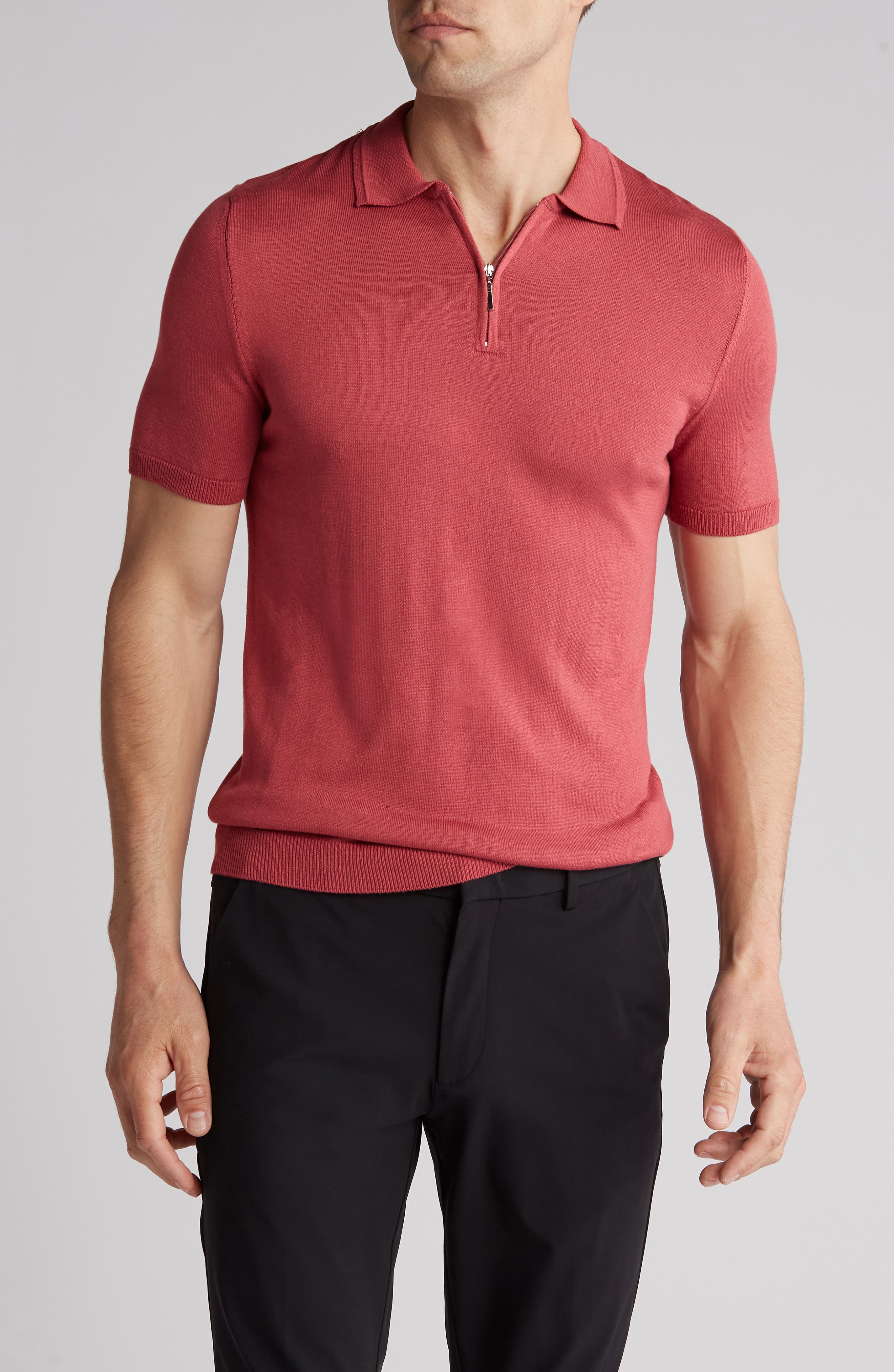 Short Sleeve Quarter Zip Knit Polo (Men) | Nordstromrack