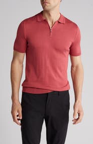 T.R. PREMIUM Short Sleeve Quarter Zip Knit Polo