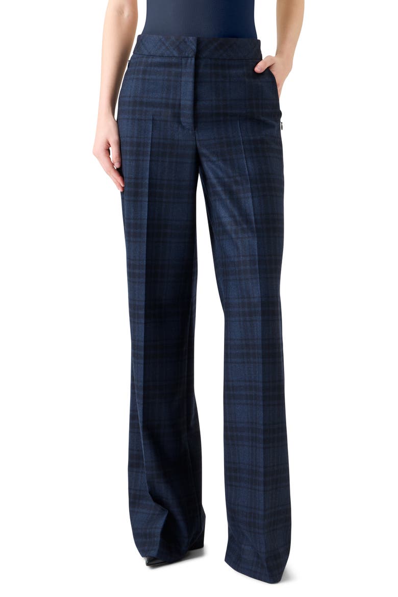 Check Wool Flannel Pants, Main, color, DENIM-BLACK