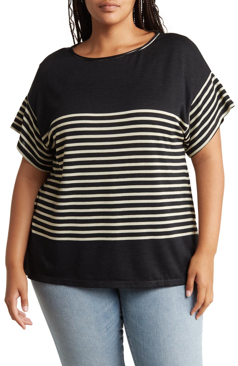 MAX STUDIO Stripe Short Sleeve Top, Main, color,
