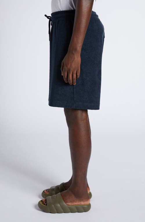 Moncler Dark Blue Terry Fabric Bermuda Shorts In Dark Navy Blue