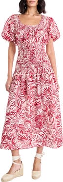 The Good Journey Smocked Waist Puff Sleeve Maxi Dress