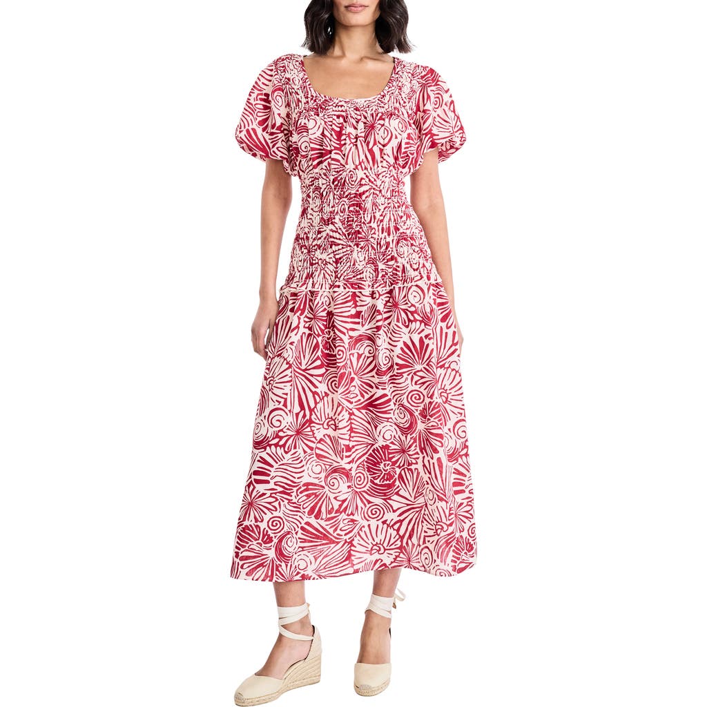 The Good Journey Smocked Waist Puff Sleeve Maxi Dress