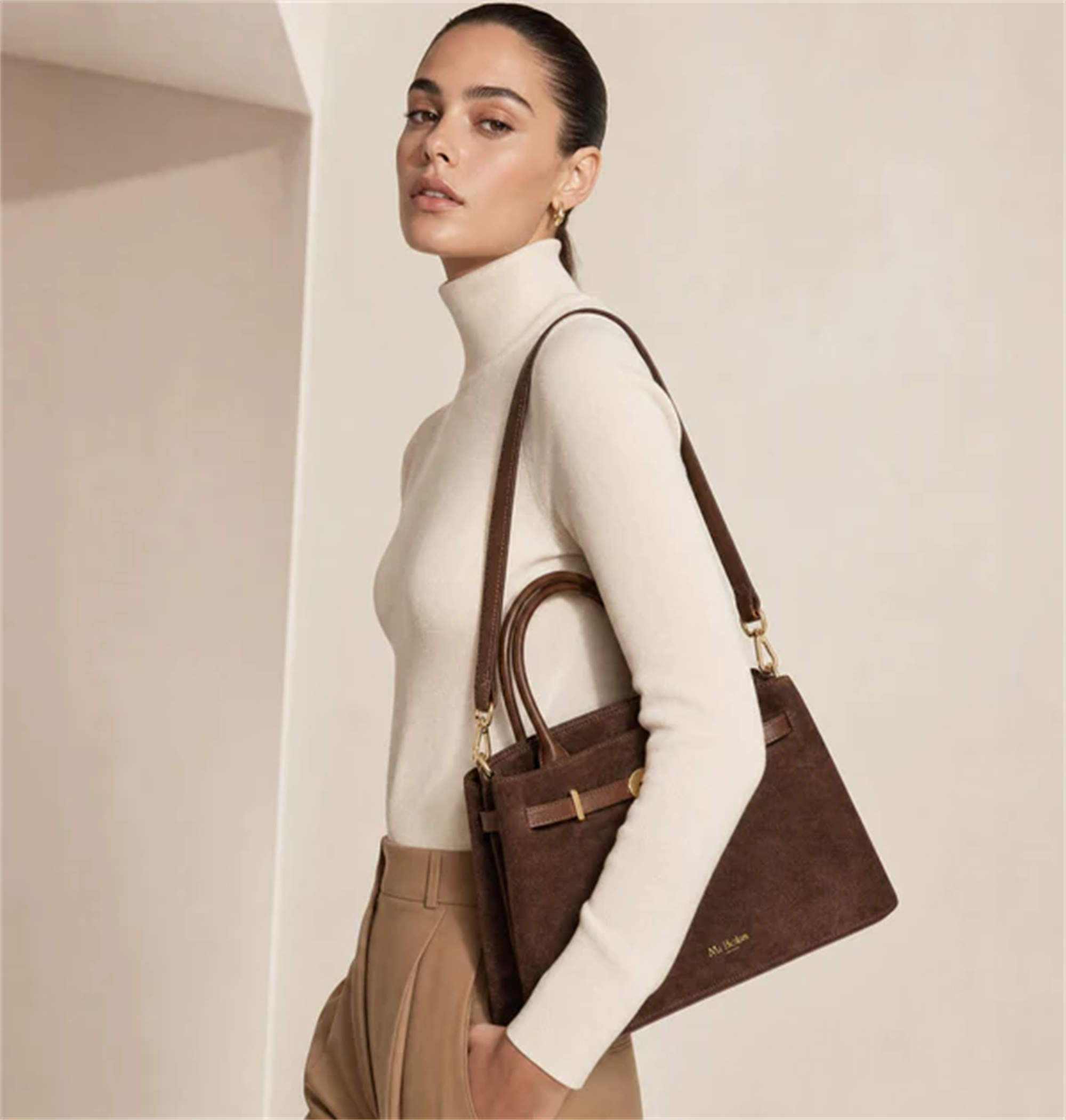 Kensington Genuine Suede Leather Top Handle Bag, Alternate, color, Brown