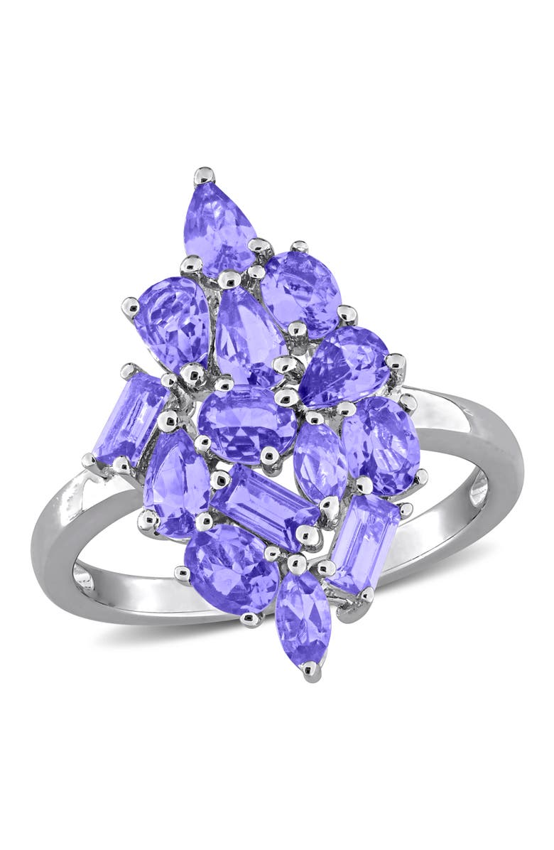Julianna B. Gemstone Cluster Cocktail Ring Sterling Silver, Main, color, Tanzanite