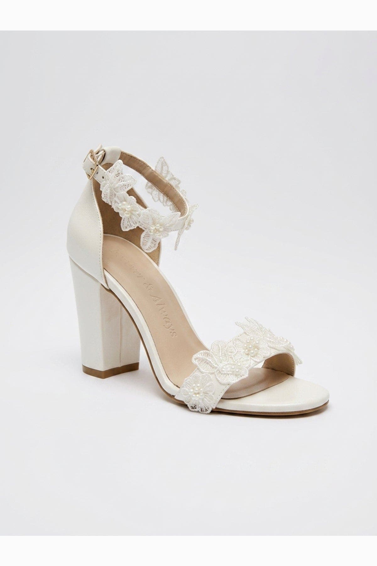 Forever & Always Shoes Florielle Lace Wedding Heels, Main, color, Ivory