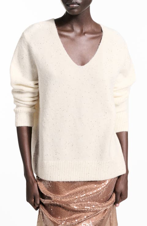 Sequin V-Neck Sweater