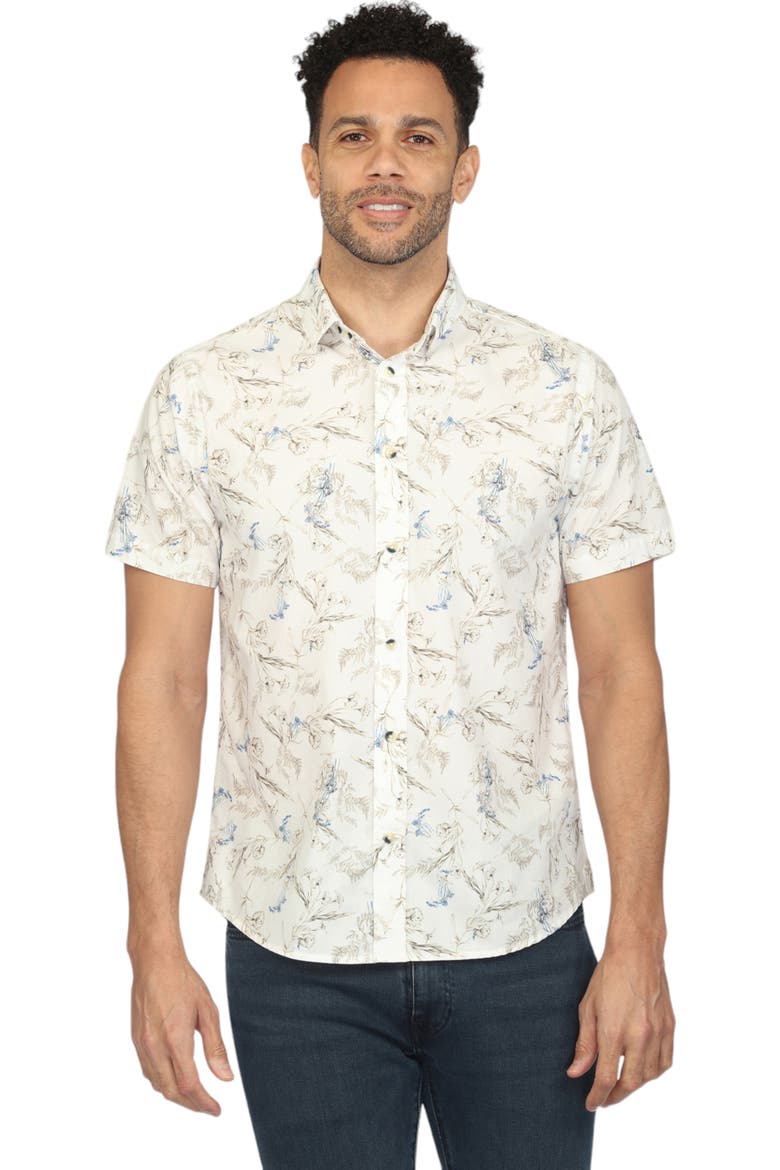 Blooms Print Short Sleeve Shirt, Main, color, White