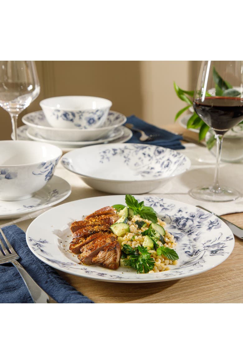 16 Piece Decorated Ceramic Dinnerware Set, Alternate, color, Blue/White