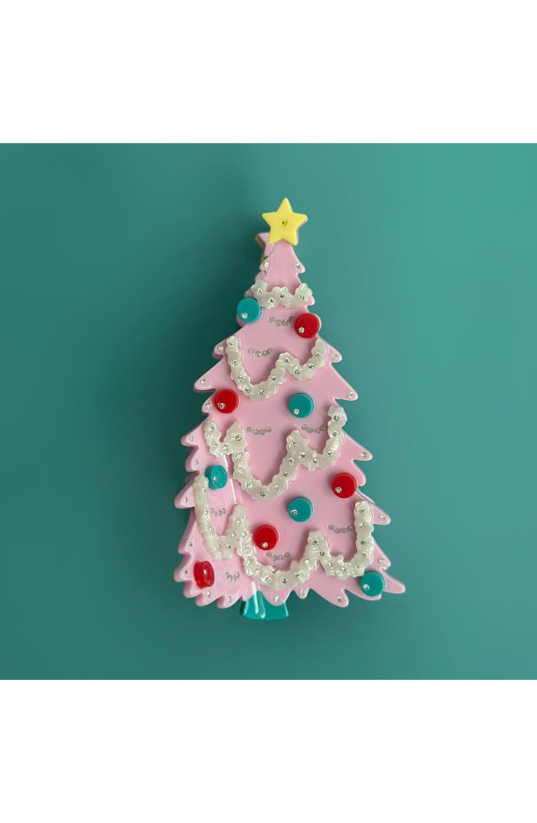 Centinelle Pink Christmas Tree Hair Claw, Alternate, color,