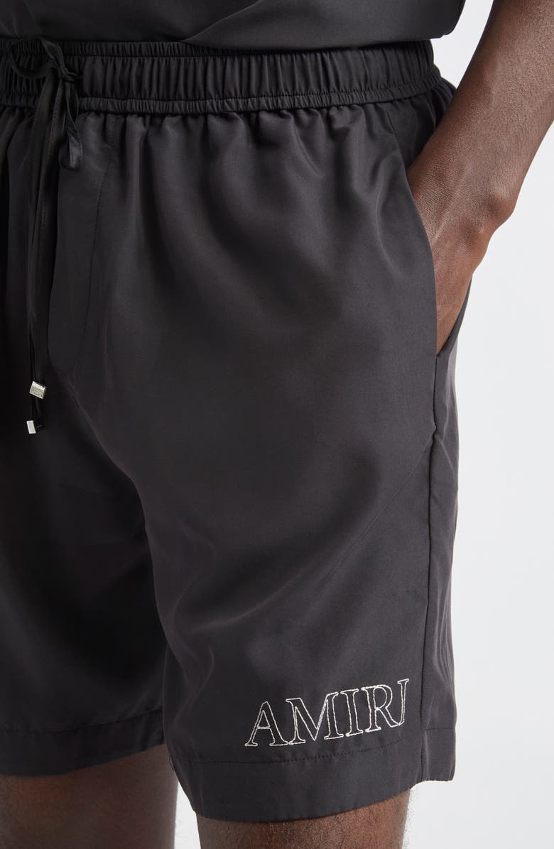 AMIRI Logo Embroidered Shorts, Alternate, color, Black