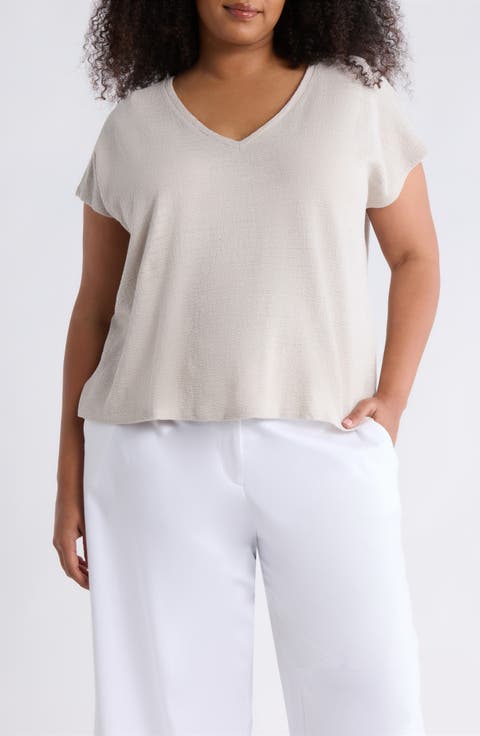 V-Neck Organic Cotton Top (Plus Size)