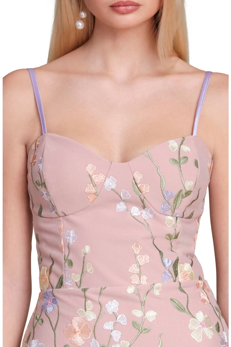 Embroidered Floral Appliqué Stretch Cotton Midi Sheath Dress, Alternate, color, PASTEL MULTI