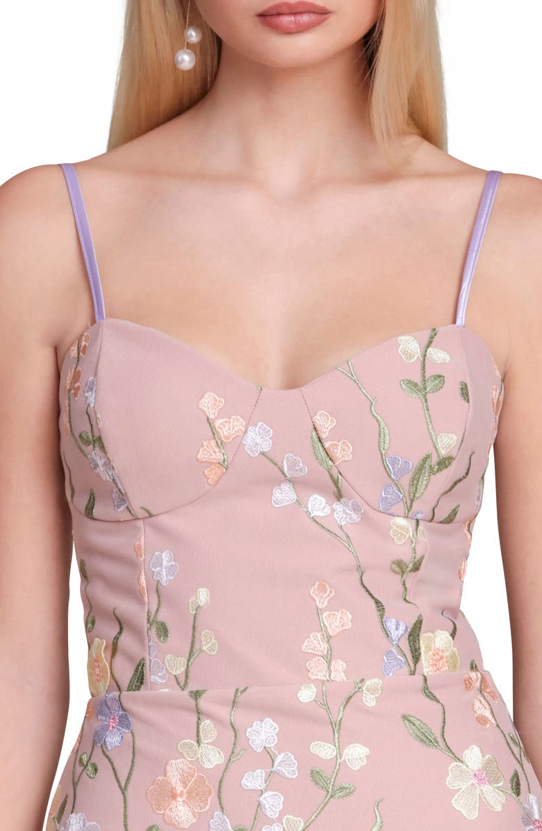 Avec Les Filles Embroidered Floral Appliqué Stretch Cotton Midi Sheath Dress, Alternate, color, 