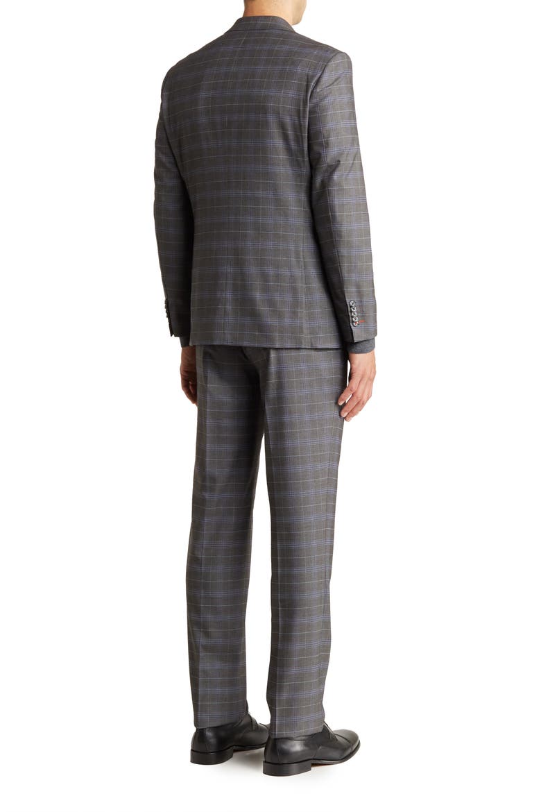 Trim Fit Plaid Two-Button Suit, Alternate, color, GRAY