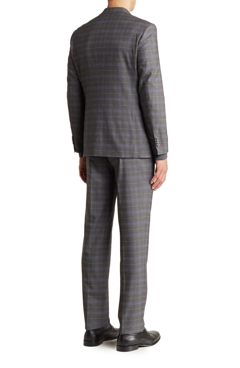 English Laundry Trim Fit Plaid Two-Button Suit, Alternate, color, Gray