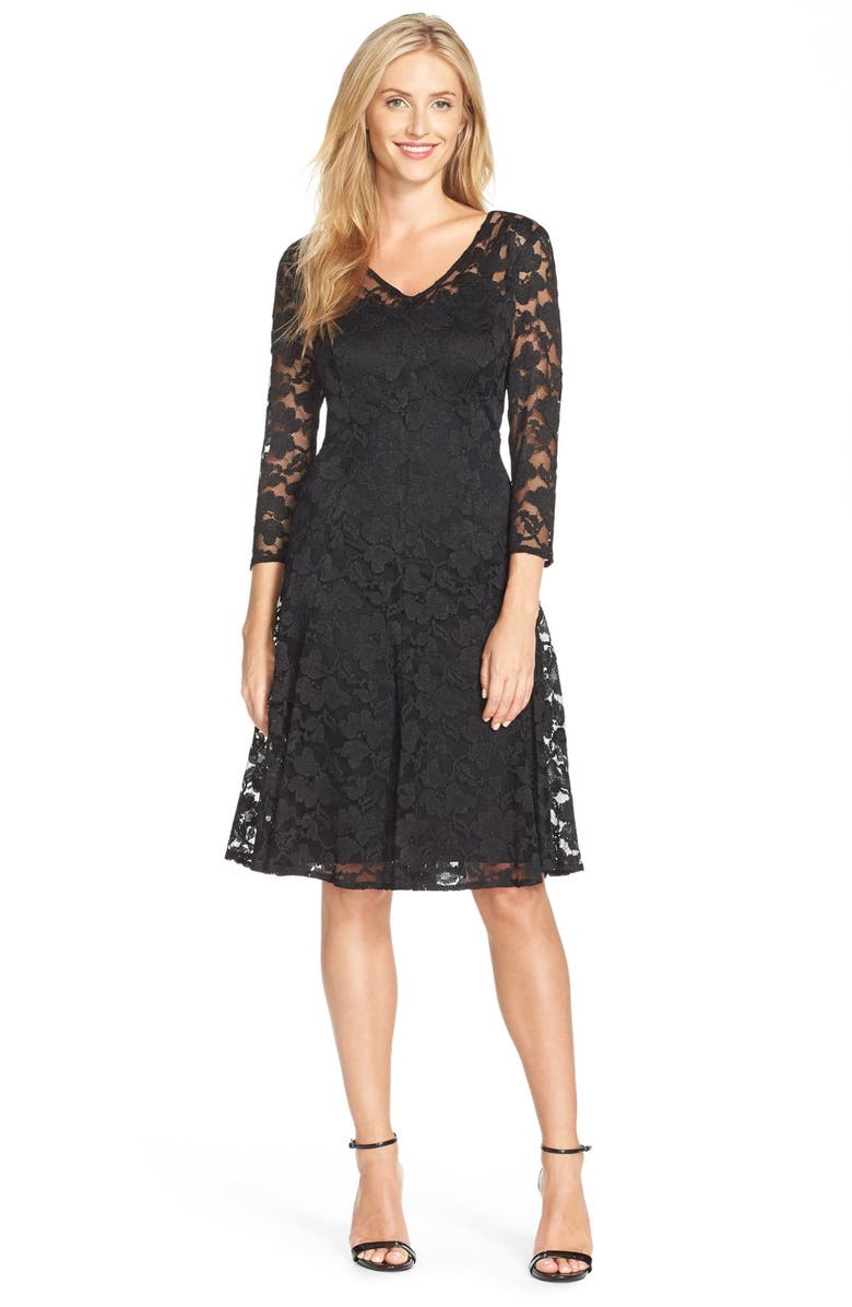 Chetta B Lace Fit & Flare Dress, Alternate, color,