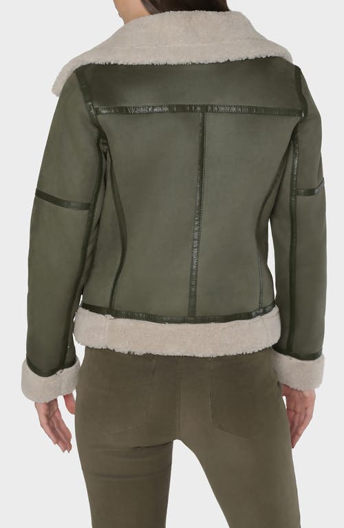 Matty M . Maria Faux Suede & Faux Shearling Belted Jacket In Green