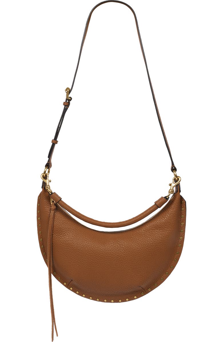 Rebecca Minkoff Darren Small Crescent Leather Crossbody Bag, Alternate, color, Caramello