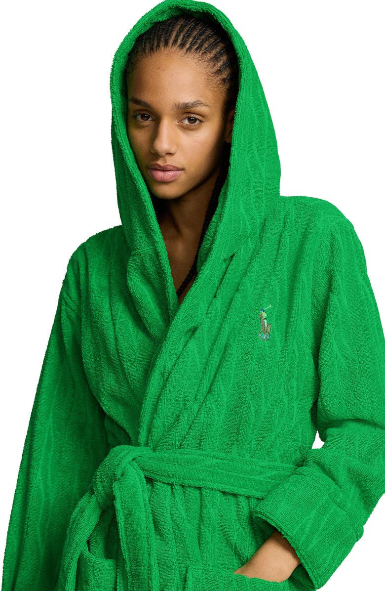 Polo Ralph Lauren Hooded Jacquard Robe, Alternate, color,
