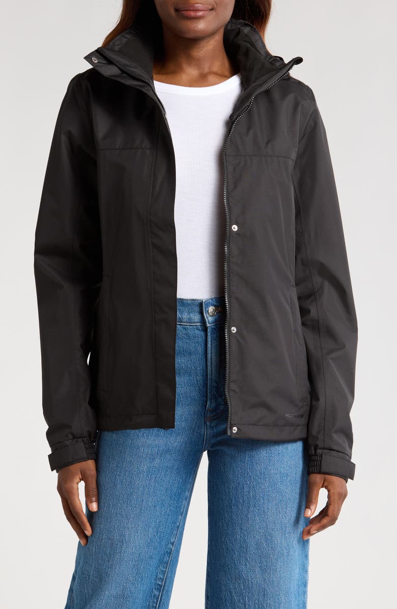 Helly Hansen W Aden Waterproof & Windproof Hooded Jacket, Main, color, Black