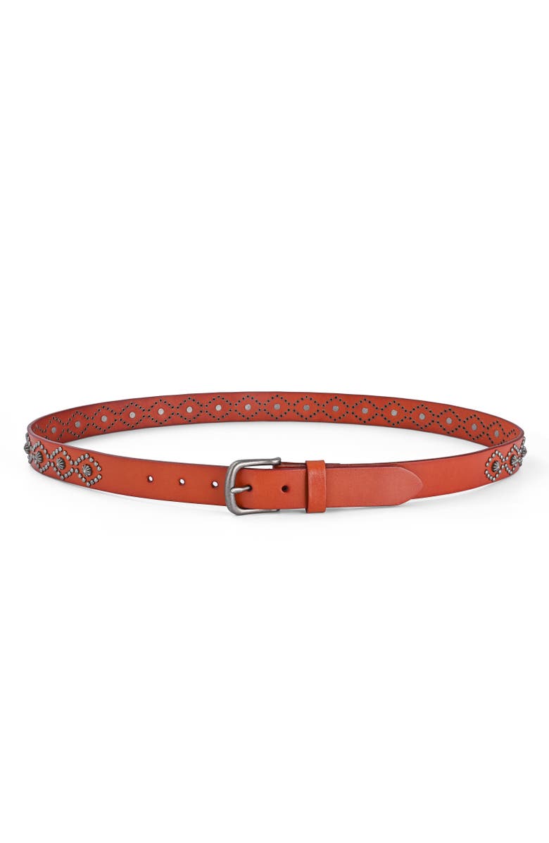 OLD TREND Sunburst Genuine Leather Studded Statement Accent Belt, Alternate, color, Camel