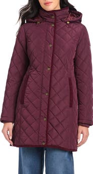Vince Camuto Water Resistant Quilted Coat with Removable Hood