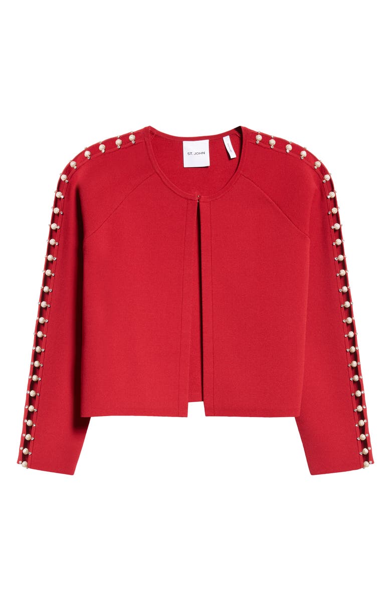 ST. JOHN Suspended Pavé Milano Knit Cardigan, Alternate, color, Haute Red