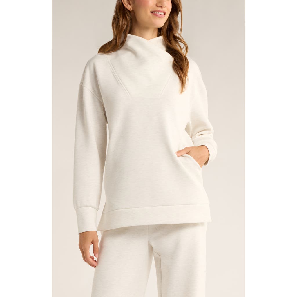 Zella Cozy Scuba Knit Mock Neck Tunic In Brown