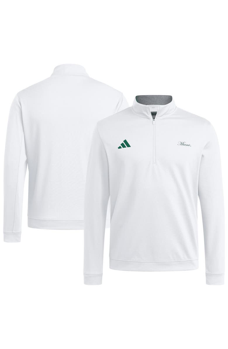 adidas Men's adidas White Miami Hurricanes Elevated Quarter-Zip Jacket, Alternate, color, White