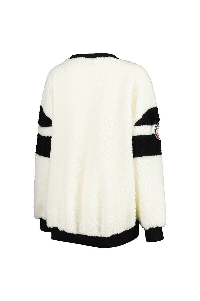 Women's Tommy Jeans Oatmeal/Black Brooklyn Nets Mindy Sherpa Pullover Sweatshirt, Alternate, color, Oatmeal