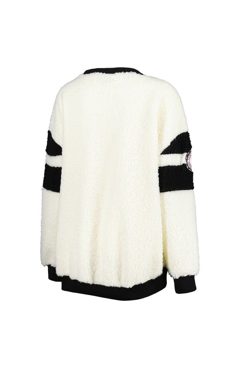 TOMMY JEANS Women's Tommy Jeans Oatmeal/Black Brooklyn Nets Mindy Sherpa Pullover Sweatshirt, Alternate, color, Oatmeal