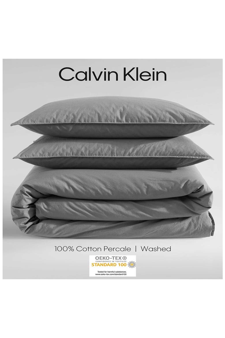 Washed Percale Comforter & Sham Set, Alternate, color, GRAPHITE