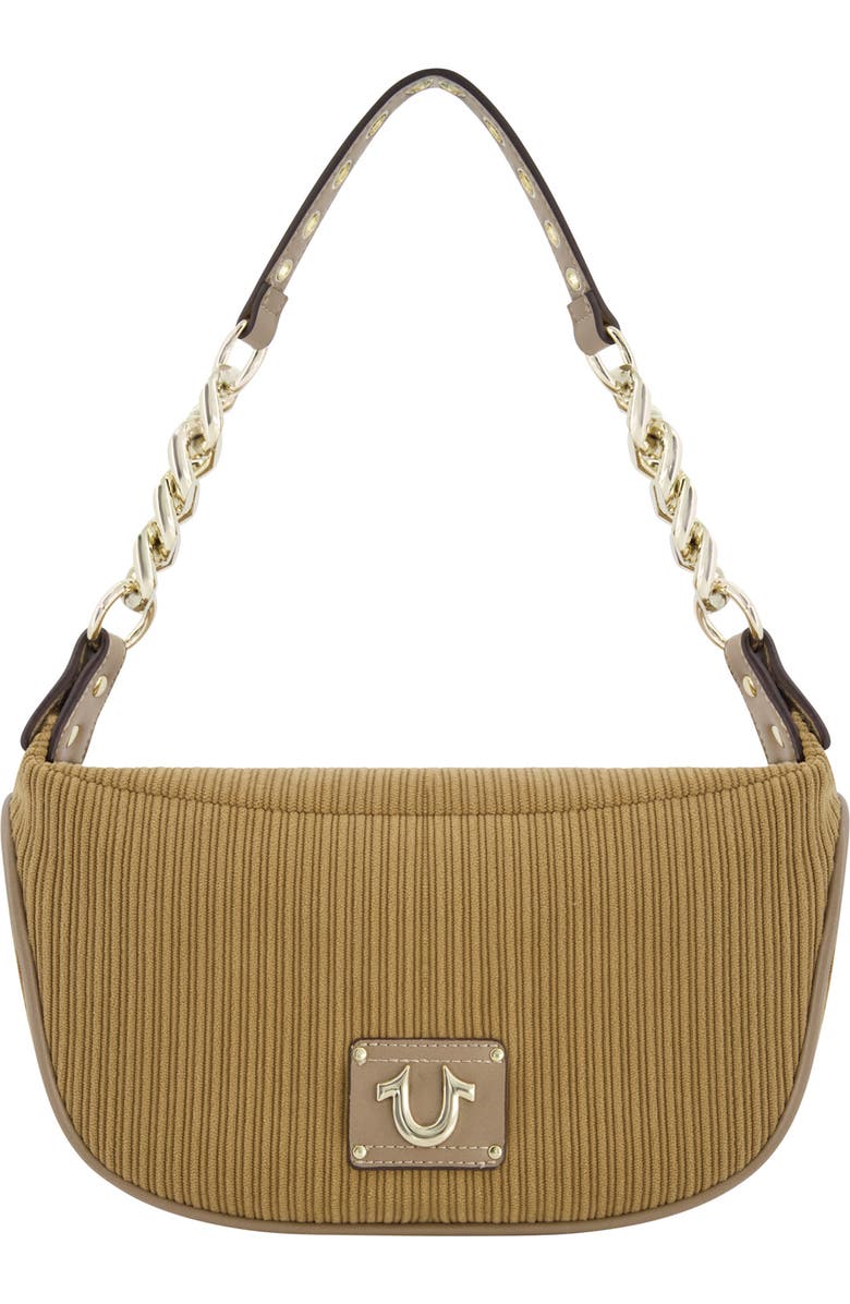 True Religion Brand Jeans Corduroy Chain Shoulder Bag, Main, color, Camel