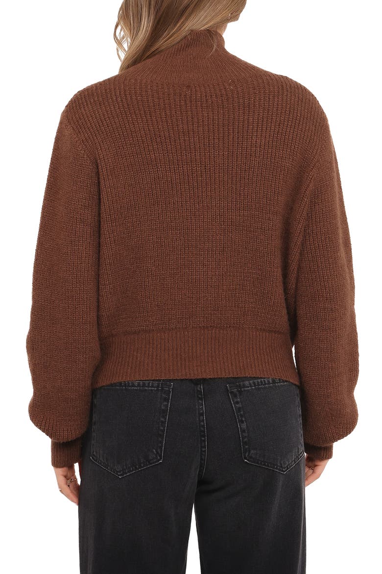 Kourtney Rib Zip Cardigan, Alternate, color, BROWN