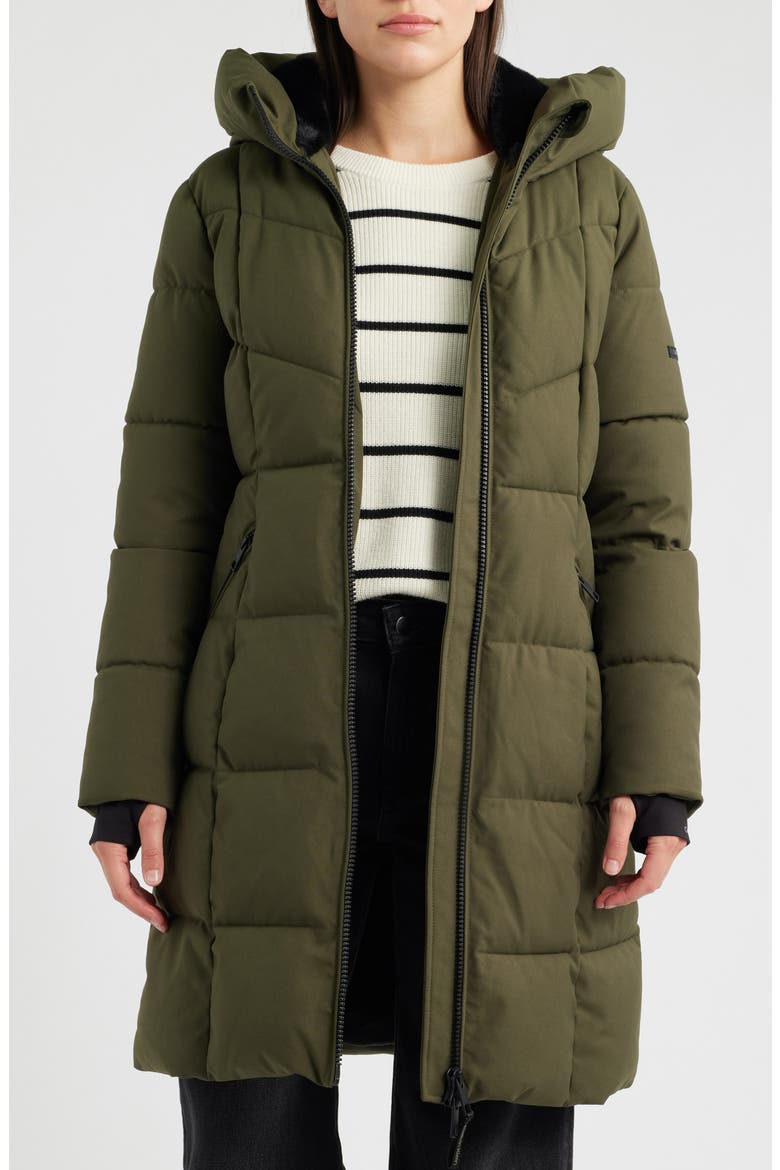 Oxford Long Puffer Coat, Alternate, color, OLIVE NIGHT