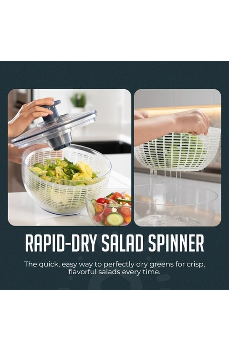 Luminuxe Salad Spinner with Built In Drain 5.3 Quart, Alternate, color, Clear