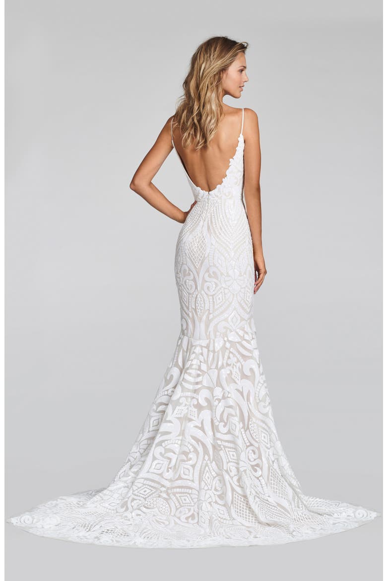 West Embellished Trumpet Gown, Alternate, color, IVORY